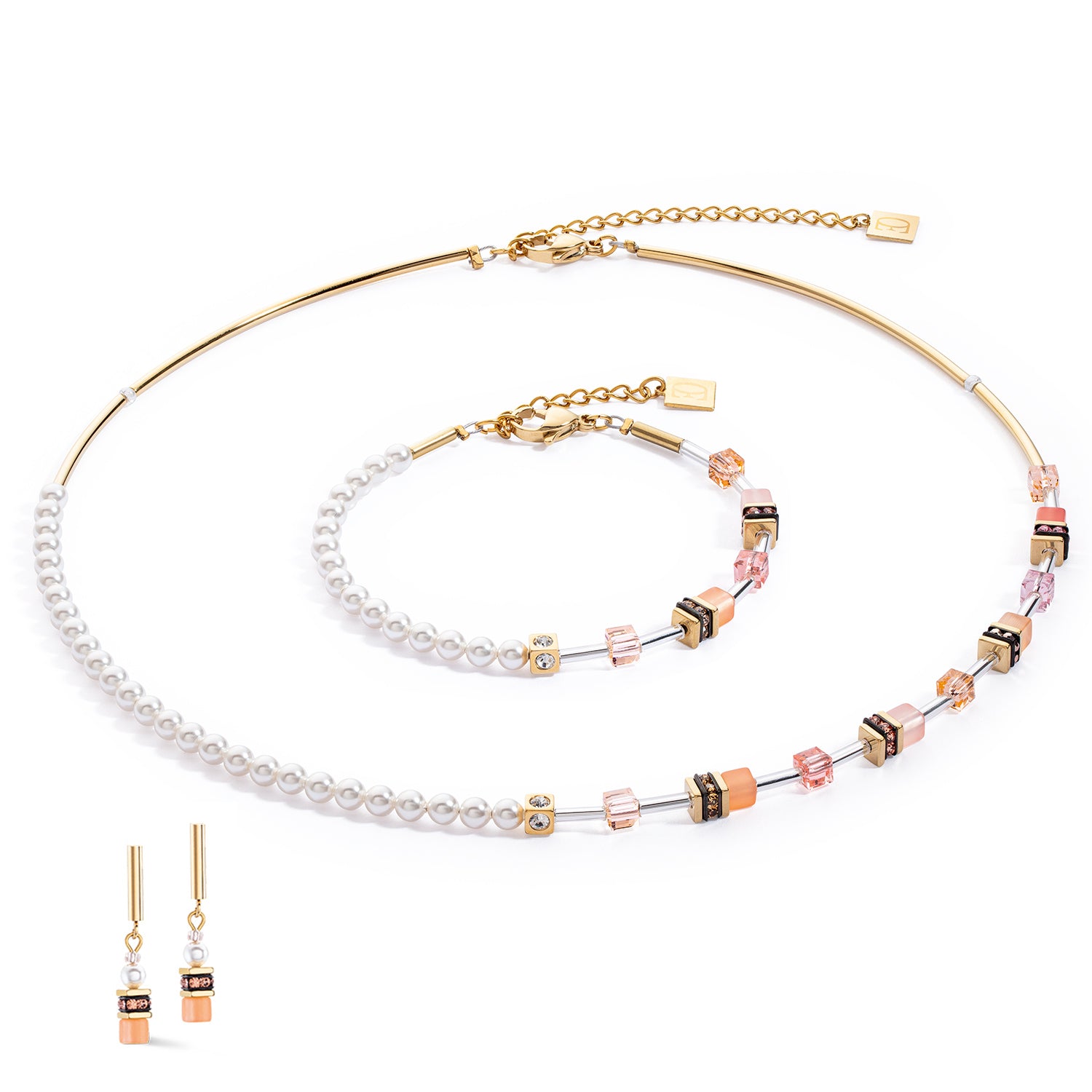 GeoCube Apricot Crush with Crystal Pearl Bracelet 4087/30_0230