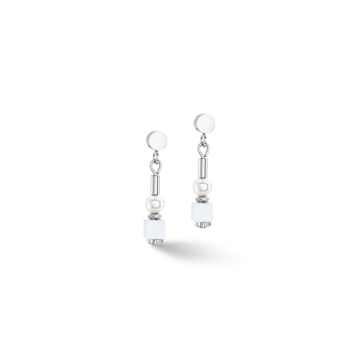 Mini Cubes & Pearls Mix Silver-White Earrings 4356/21_1417