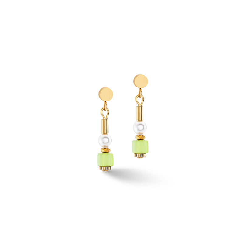 Mini Cubes & Pearls Mix Gold-Rainbow Earrings 4356/21_1516