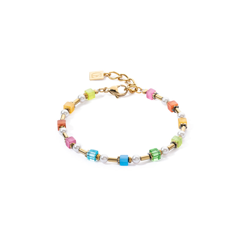 Mini Cubes & Pearls Mix Gold-Rainbow Bracelet 4356/30_1516