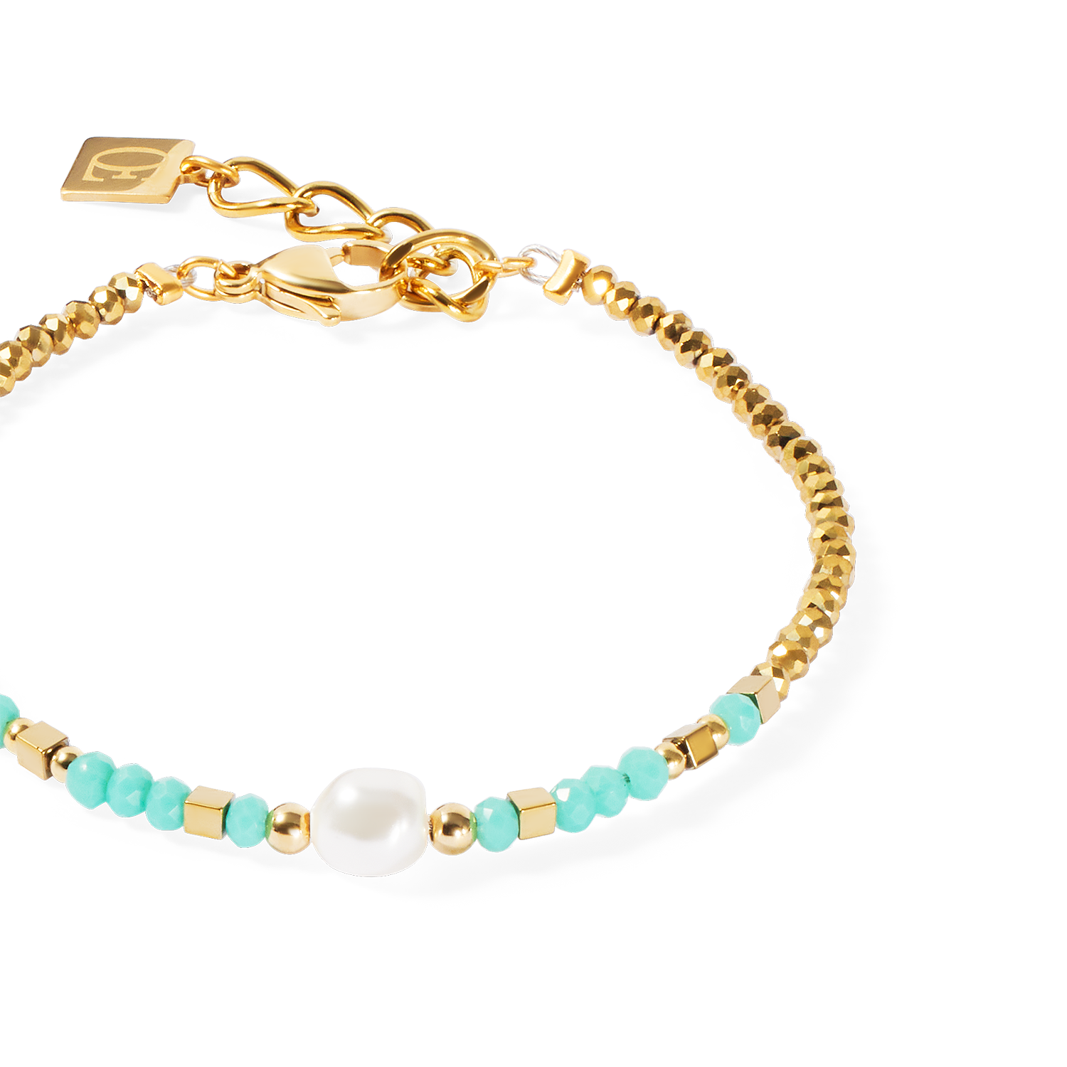 Crystal Pearl, Turquoise & Gold Bracelet 4358/30_0522