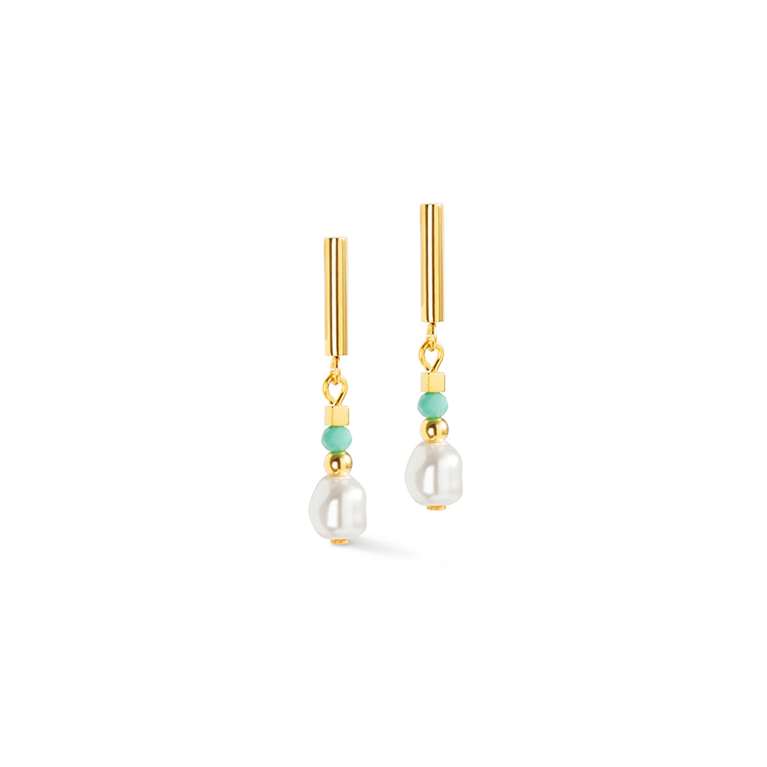 Crystal Pearl, Turquoise & Gold Earrings 4358/21_0522