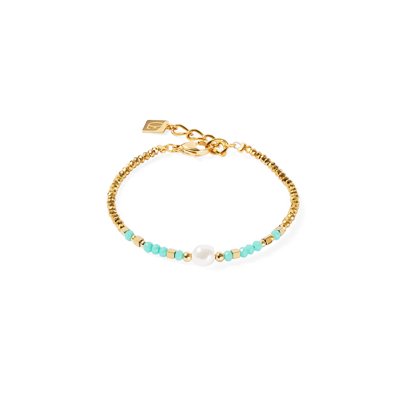 Crystal Pearl, Turquoise & Gold Bracelet 4358/30_0522