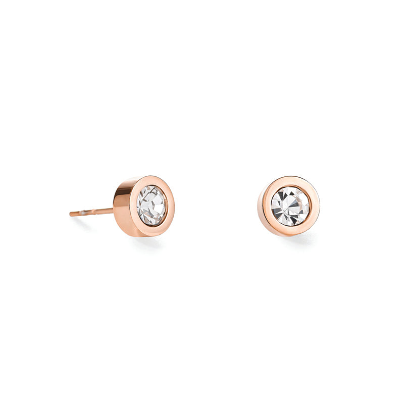 Stud Earrings with Crystals 0228/21_1800 - Crystal Rose Gold