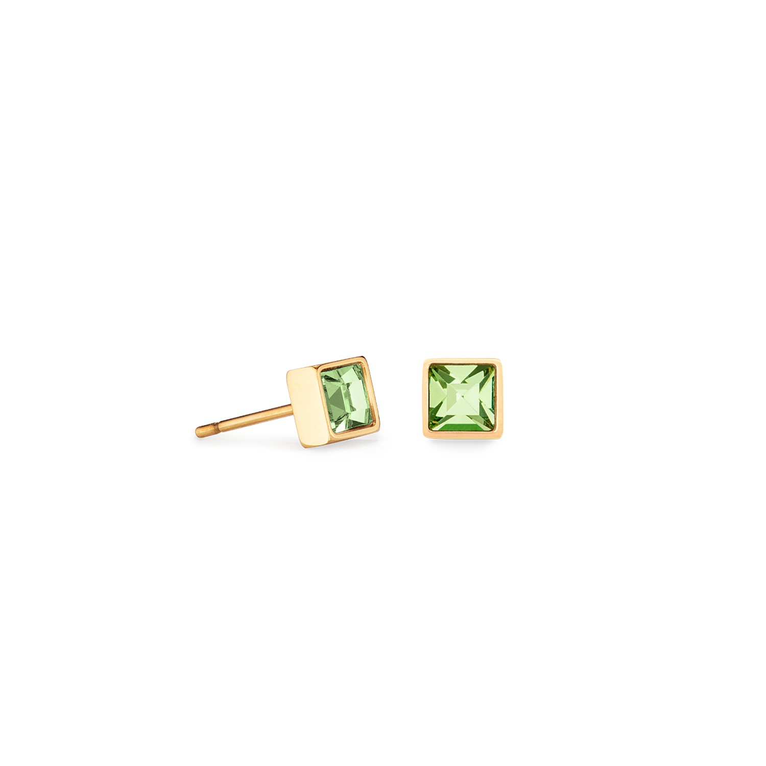 Brilliant Square Small Stud Earrings with Crystals 0501/21_0516 - Lime Green