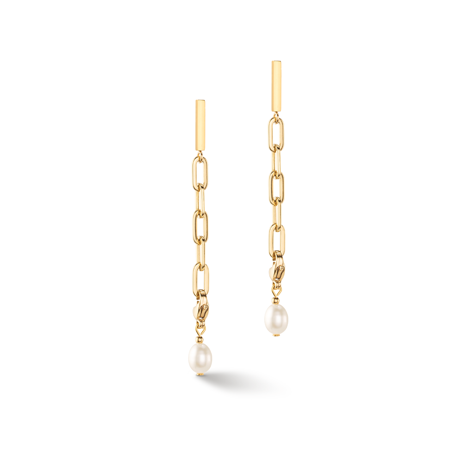 Natural Pearl & Gold Chain Earrings 1112/21_1416