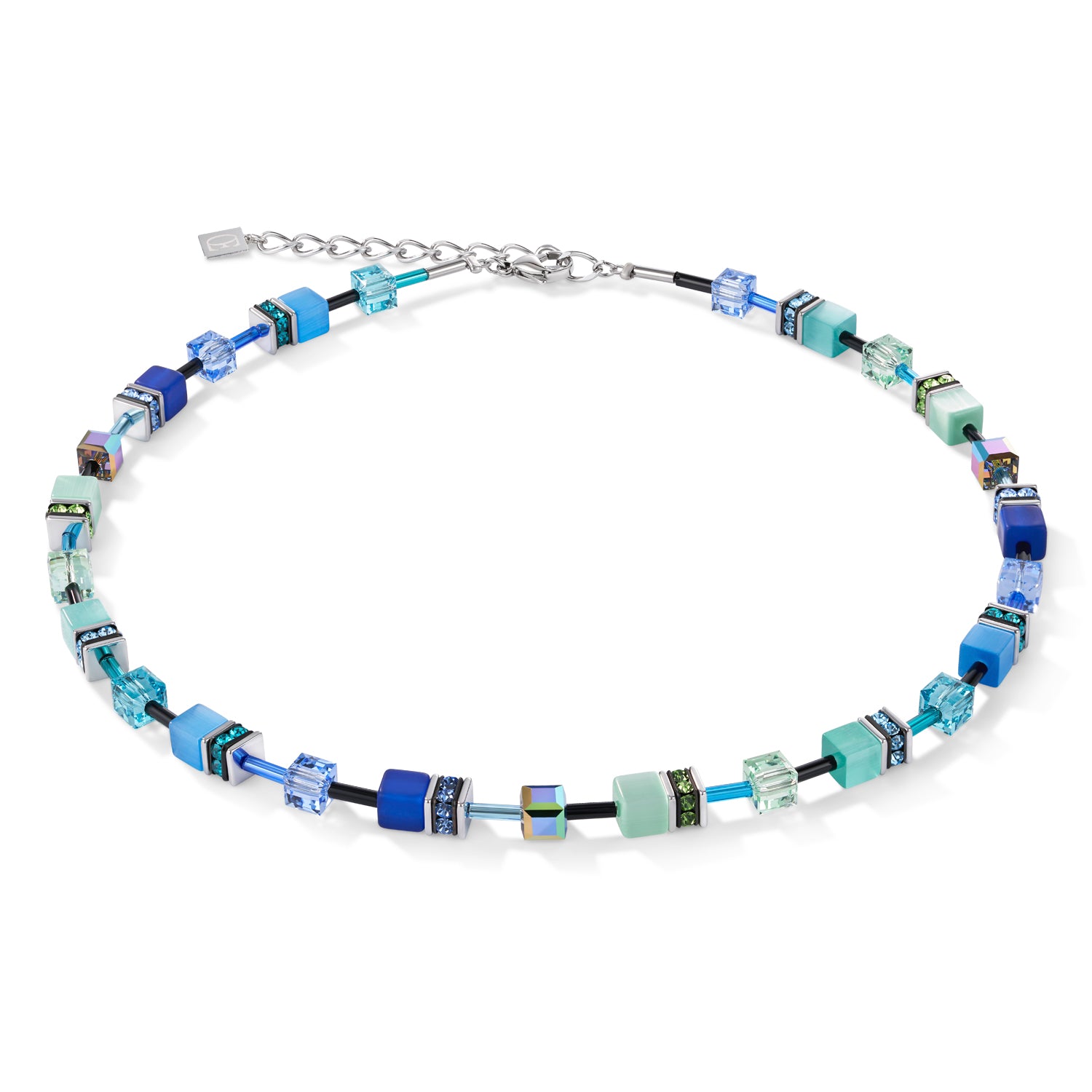 Geo Cube bright blue Necklace 2838/10_0705
