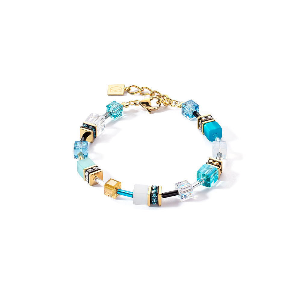 GeoCube Fresh Turquoise, White & Gold Bracelet 2838/30_0616