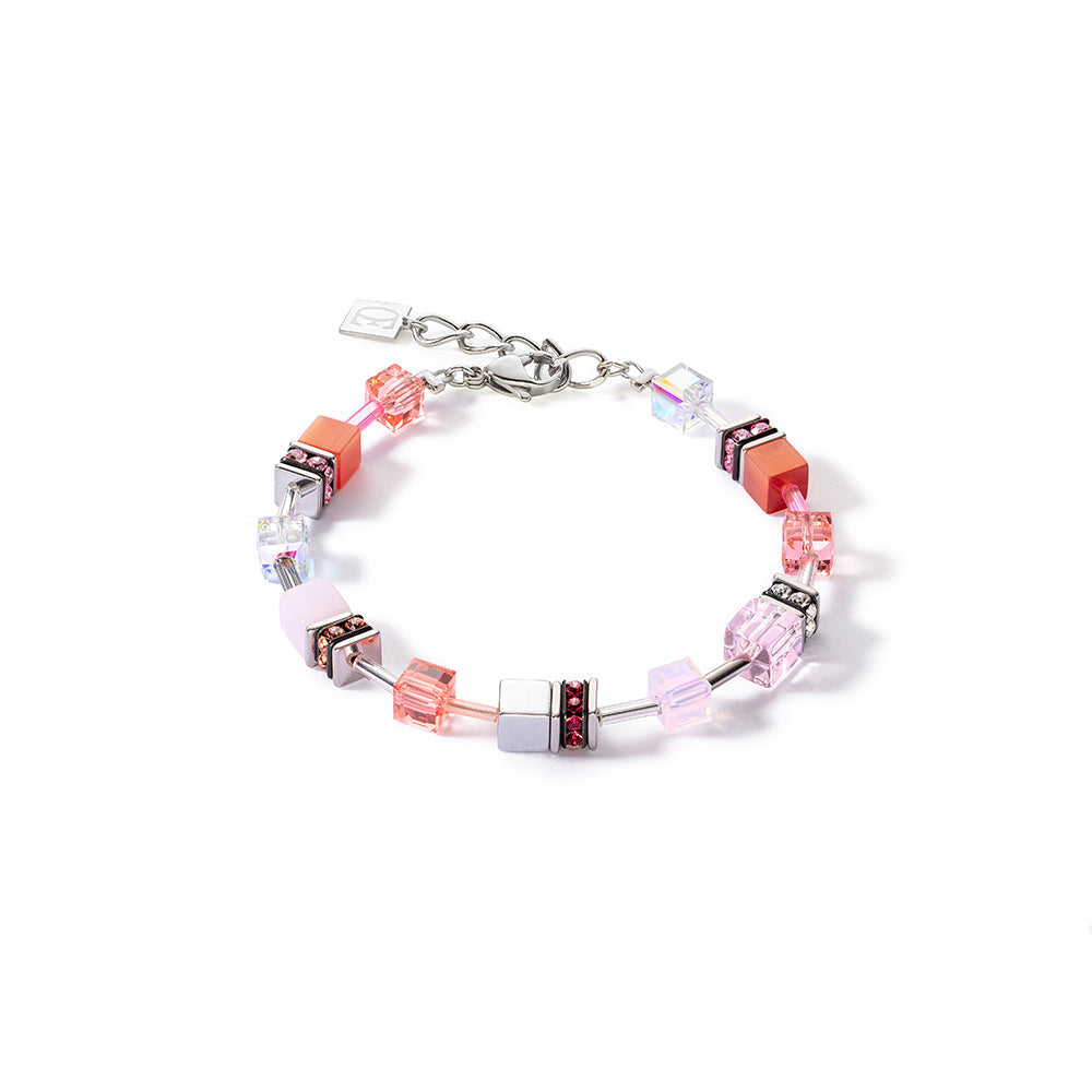 GeoCube Soft Pink, Watermelon & Silver Bracelet 3339/30_0319