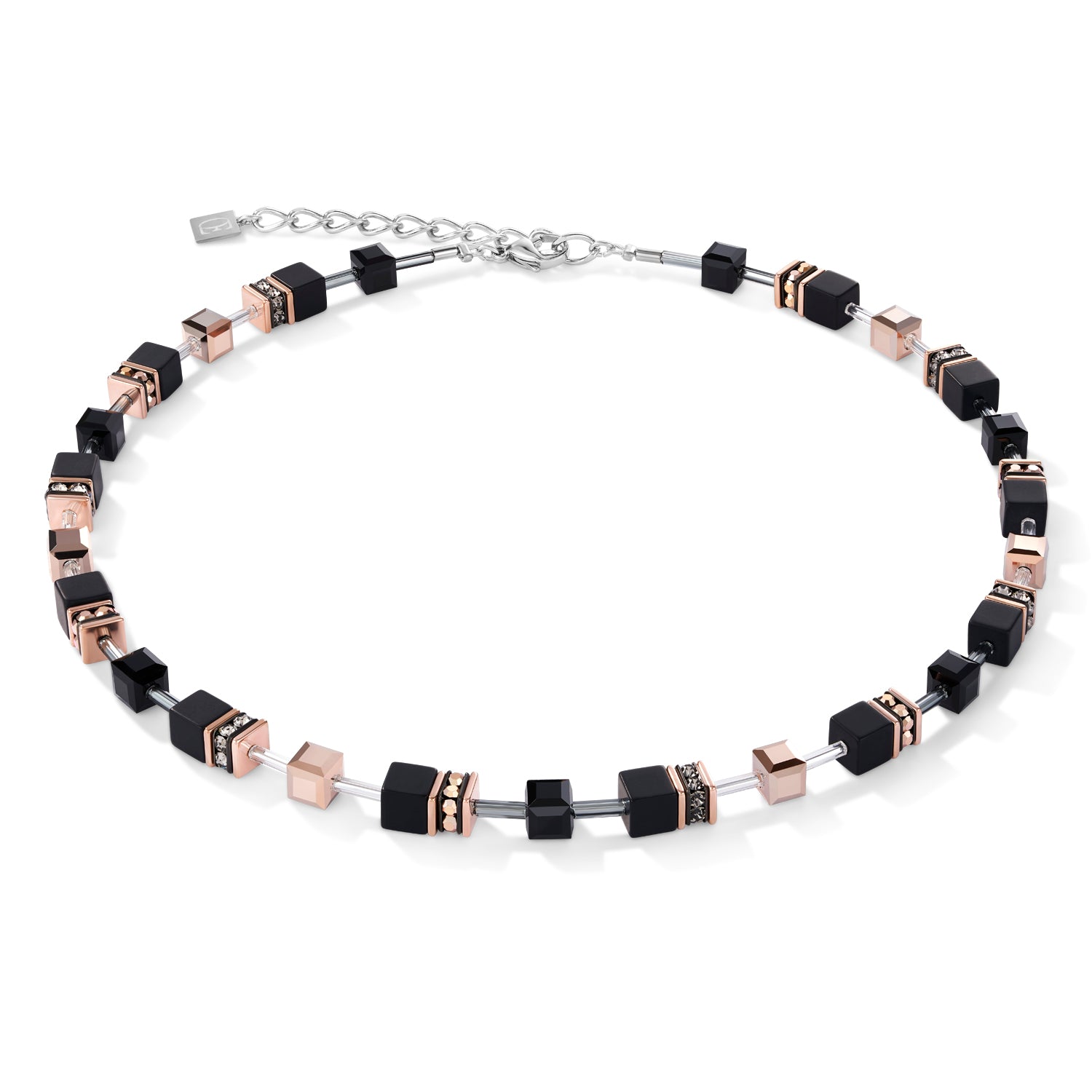 Geo Cube rose gold and onyx Necklace 4018/10_1300