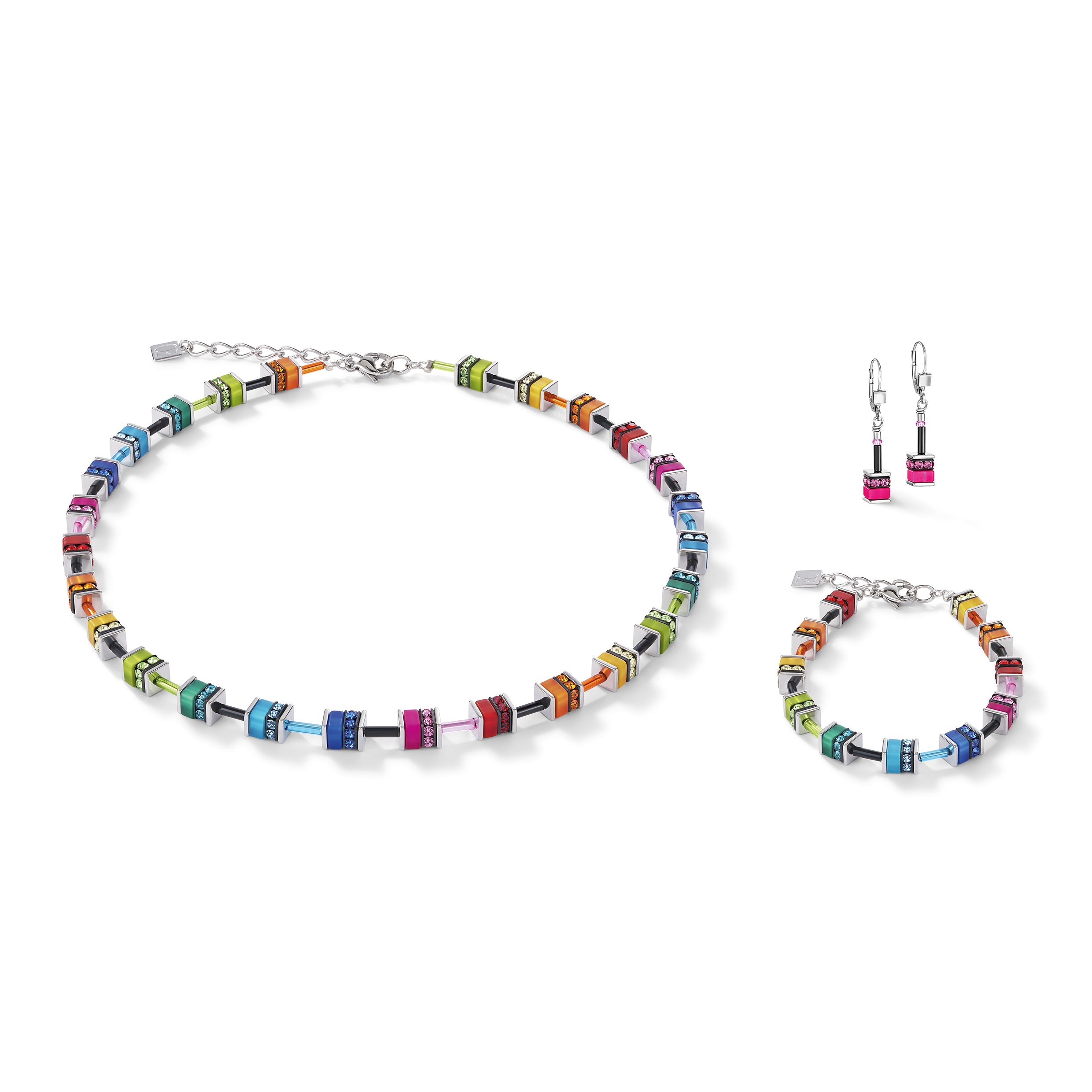 Geo Cube rainbow colours Necklace 4409/10_1500