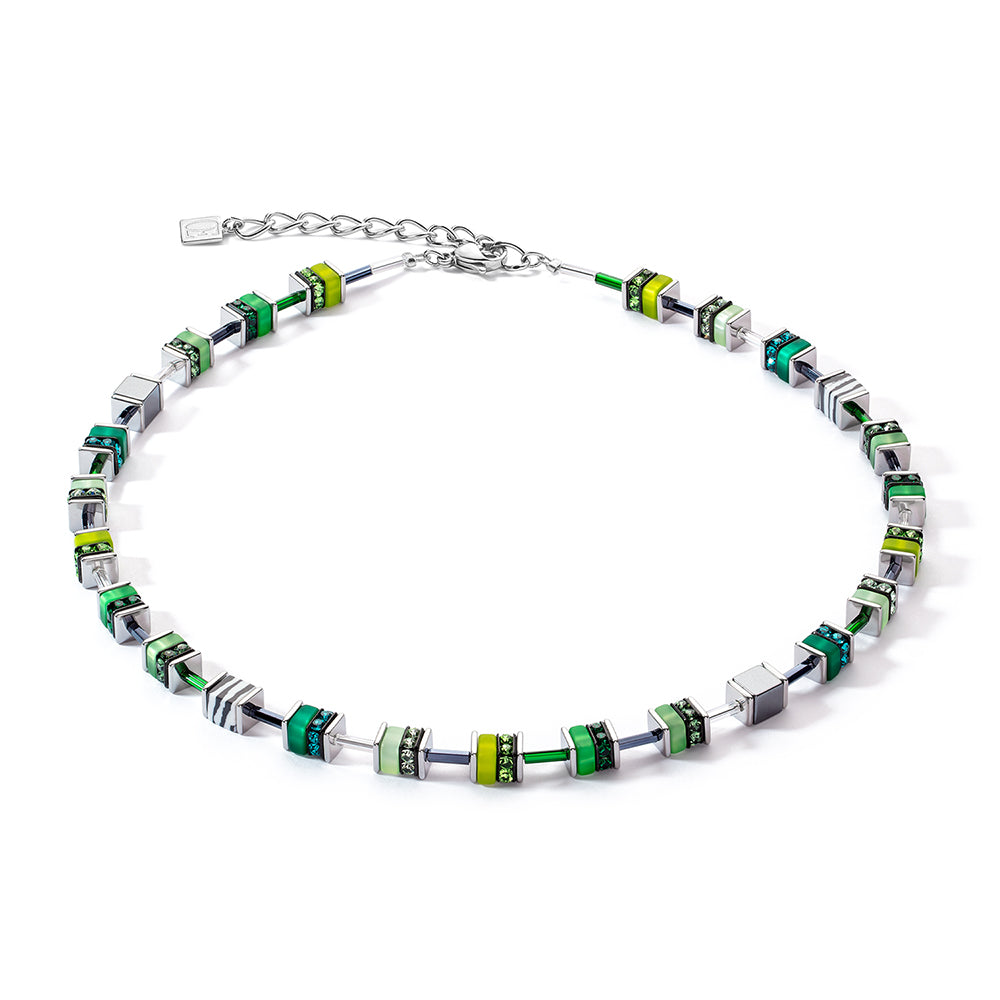 GeoCube Fresh Green & Stainless Steel Necklace 4509/10_0500