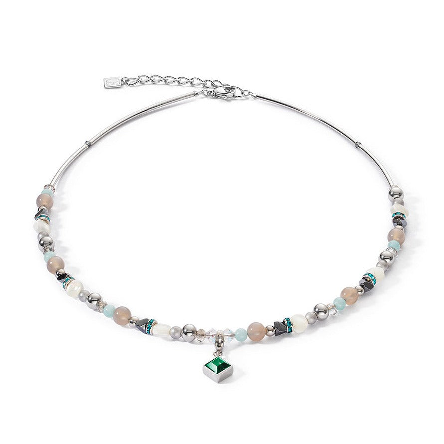 Mother of Pearl & Emerald Green Necklace 4544/10_0521