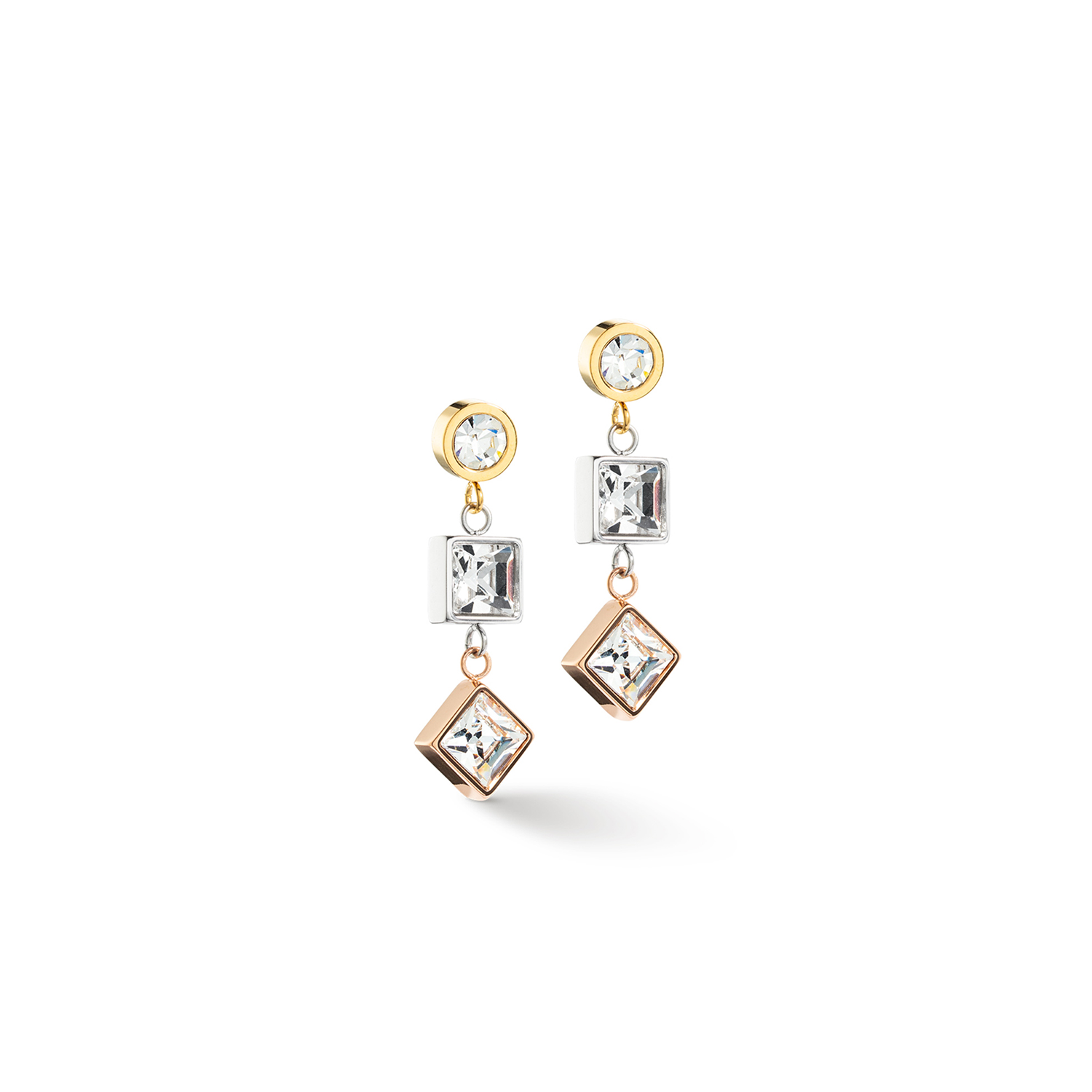 Three Tone Gold, Silver & Rose Gold Earrings 4545/21_1633