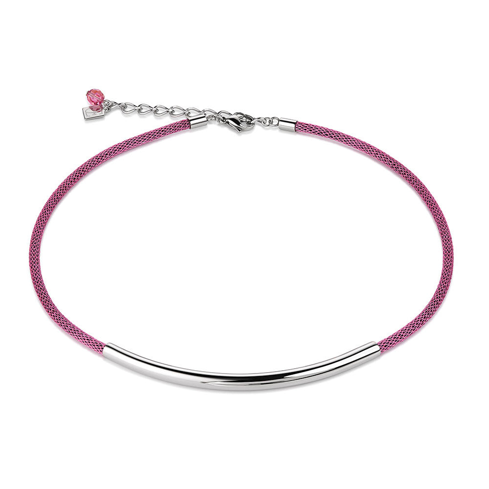 Stainless Steel magenta mesh Necklace 4862/10_1900