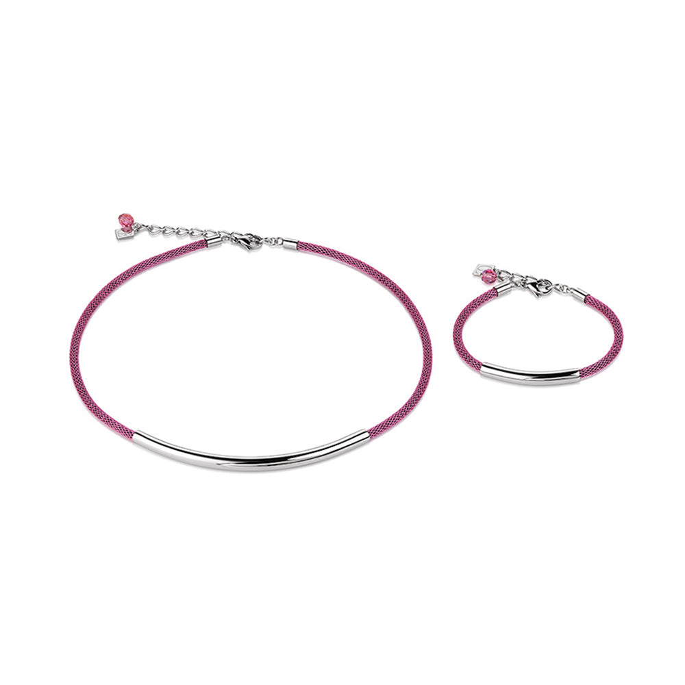 Stainless Steel magenta mesh Necklace 4862/10_1900