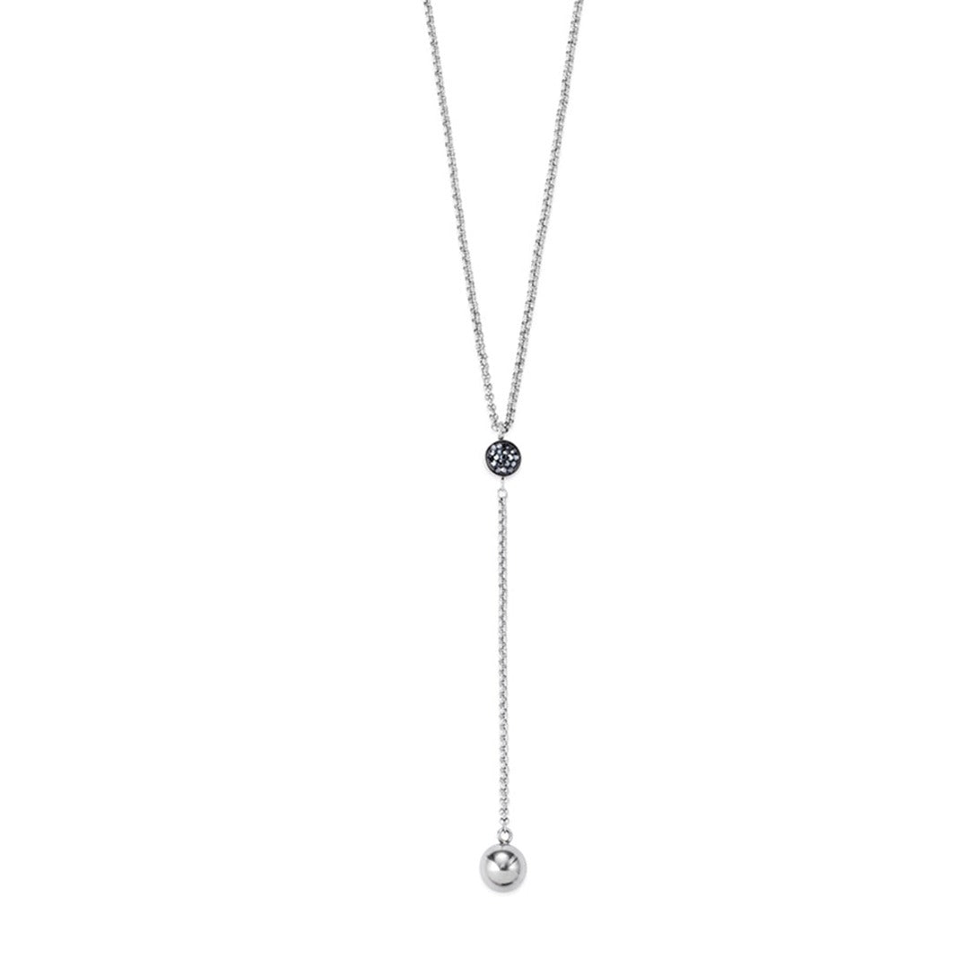 Bold grey hematite & s/steel long Necklace 4956/10_1700