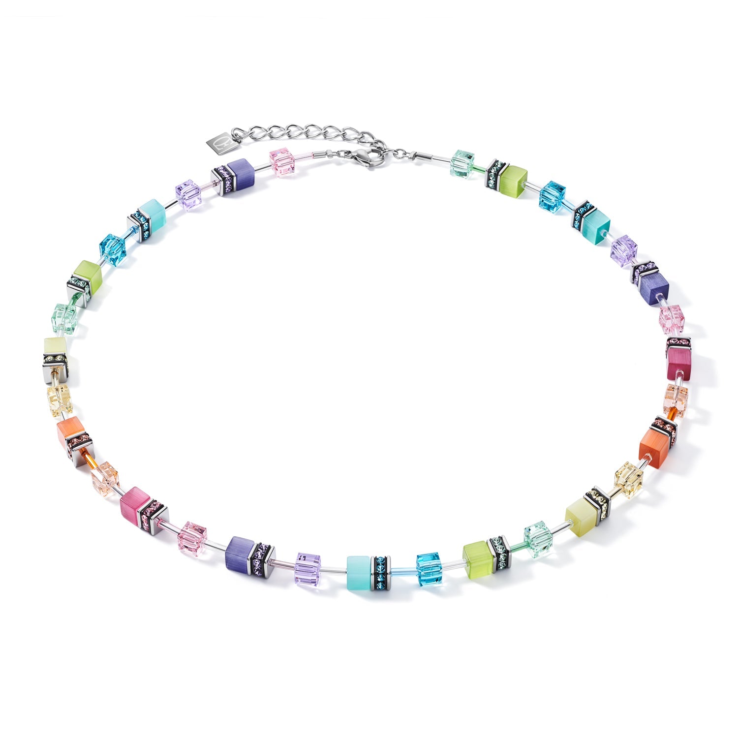 Geo Cube Soft Rainbow Long Necklace 5010/10_1522