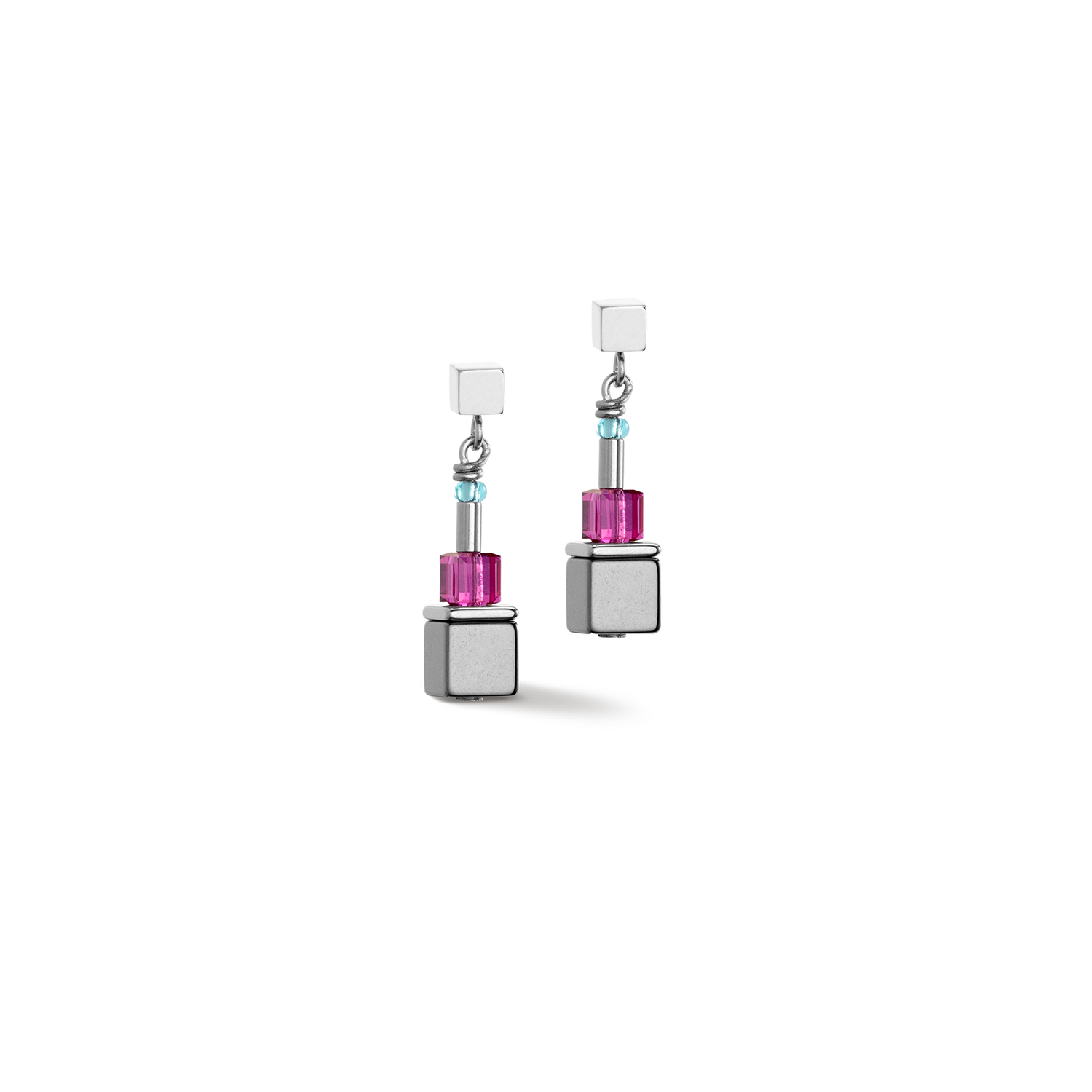 GeoCube Bright Rainbow & Grey Hematite Earrings 5020/21_1500
