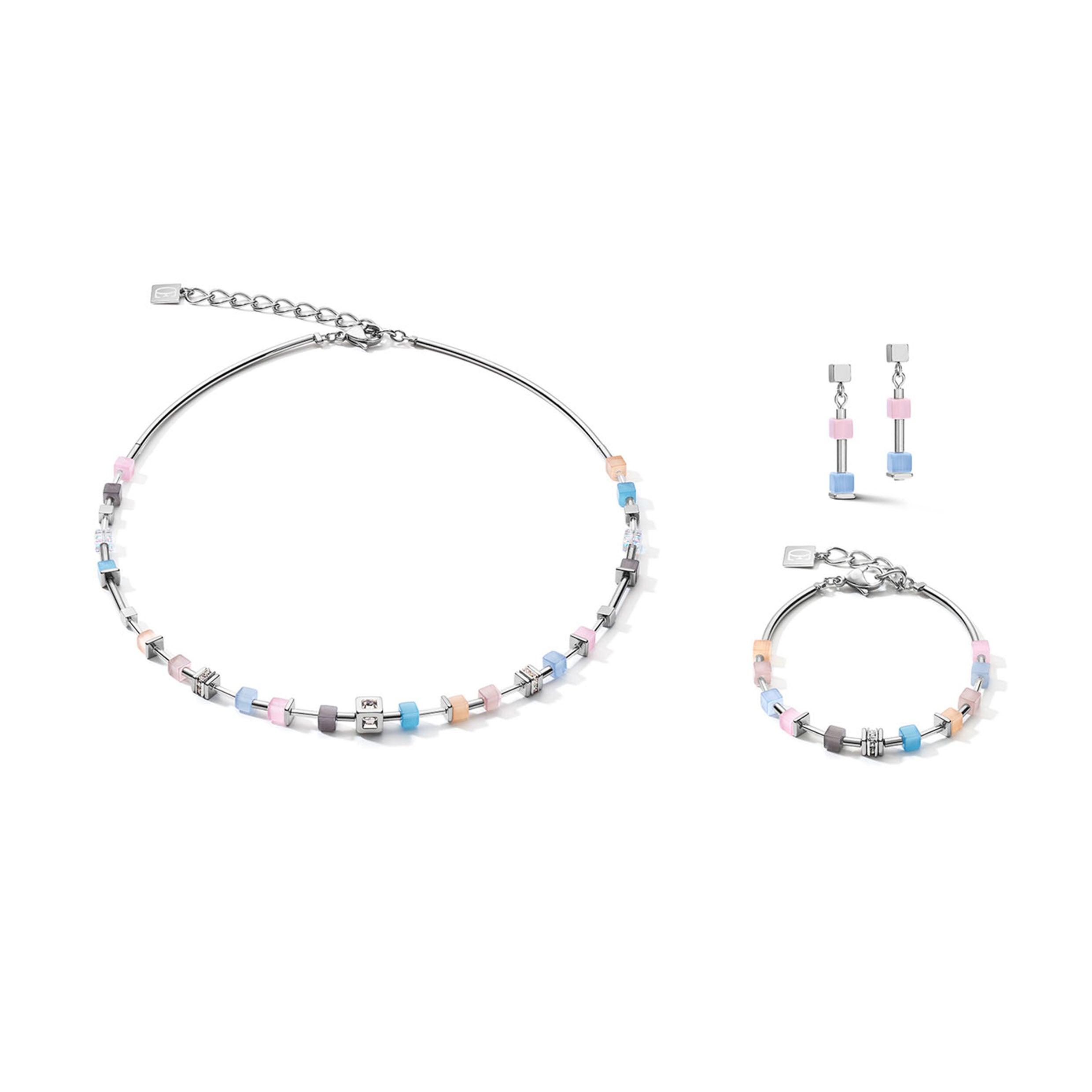 Geo Cube Pastel Blue & Rose Earrings 5028/21_0719