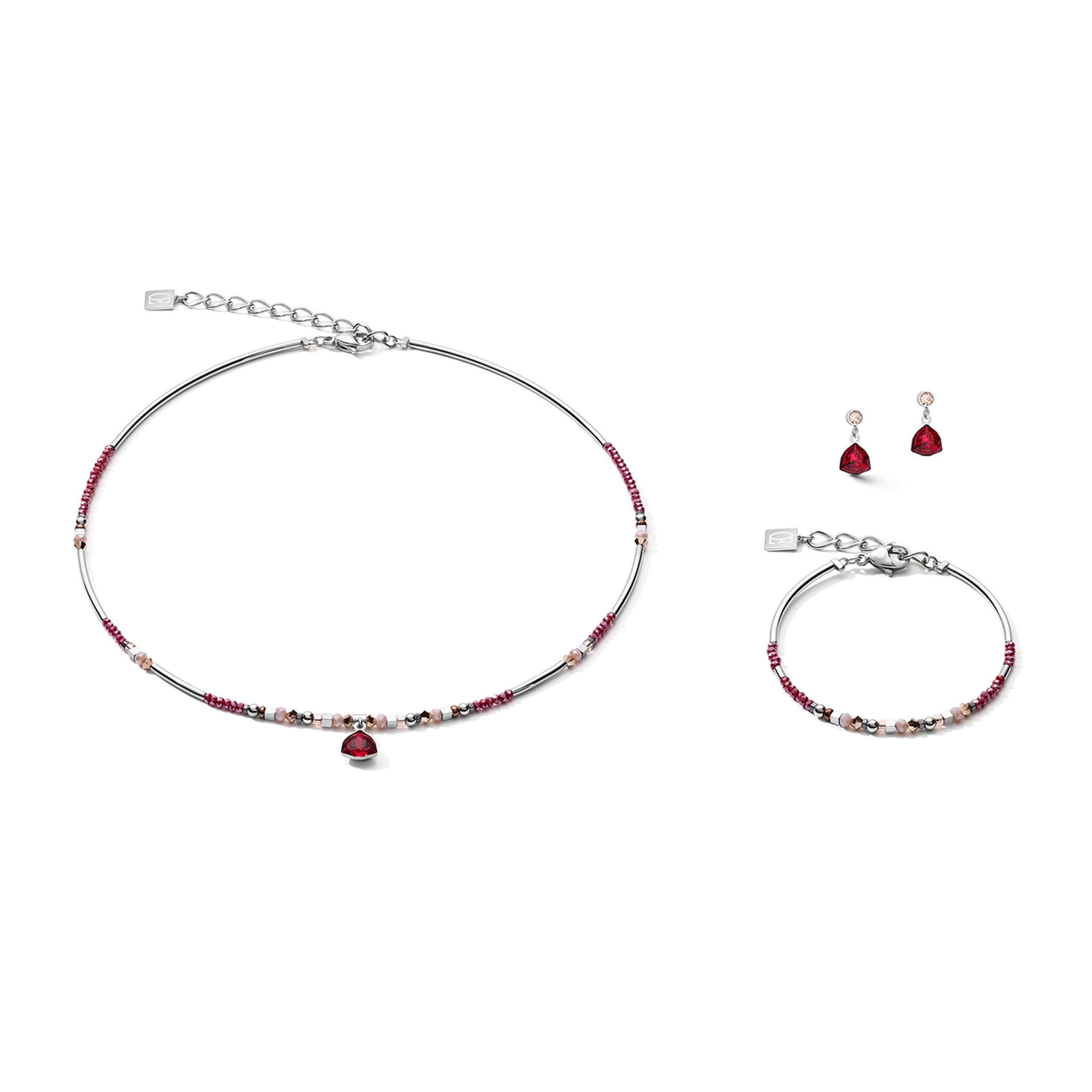 Red European Crystal Pendant & Hematite Necklace 5032/10_0300
