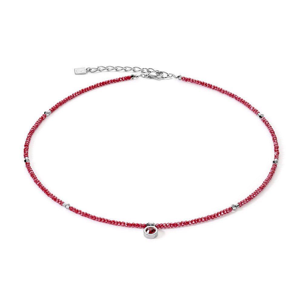 Small Circular Crystal Stainless steel & Red Necklace 5033/10_0300