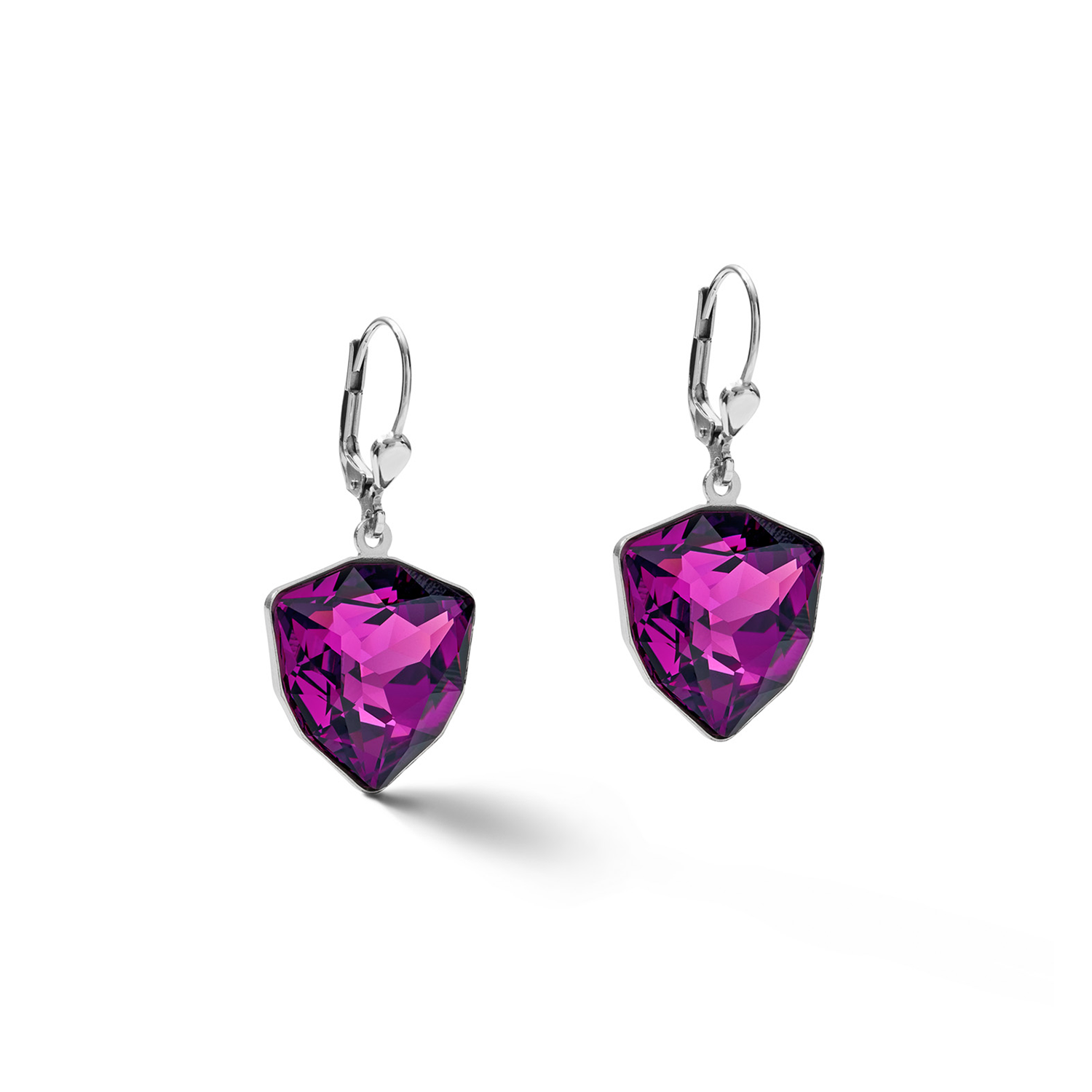 Purple European Crystal Pendant on Statement Chain Earrings 5054/20_0824