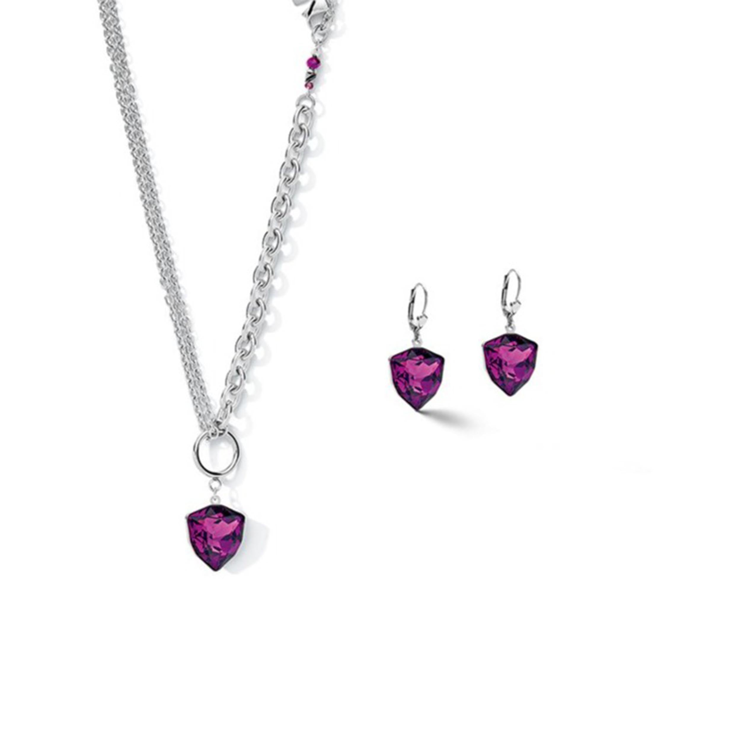 Purple European Crystal Pendant Statement Earrings 5054/20_0824