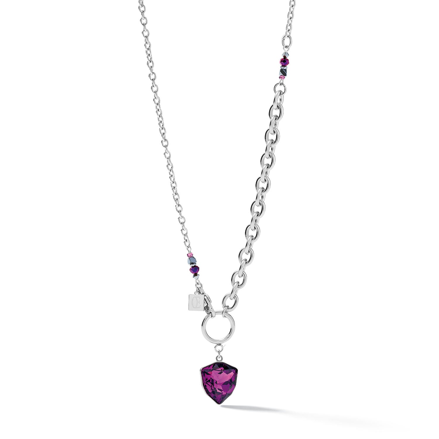 Purple European Crystal Pendant on Statement Chain Necklace 5054/10_0824
