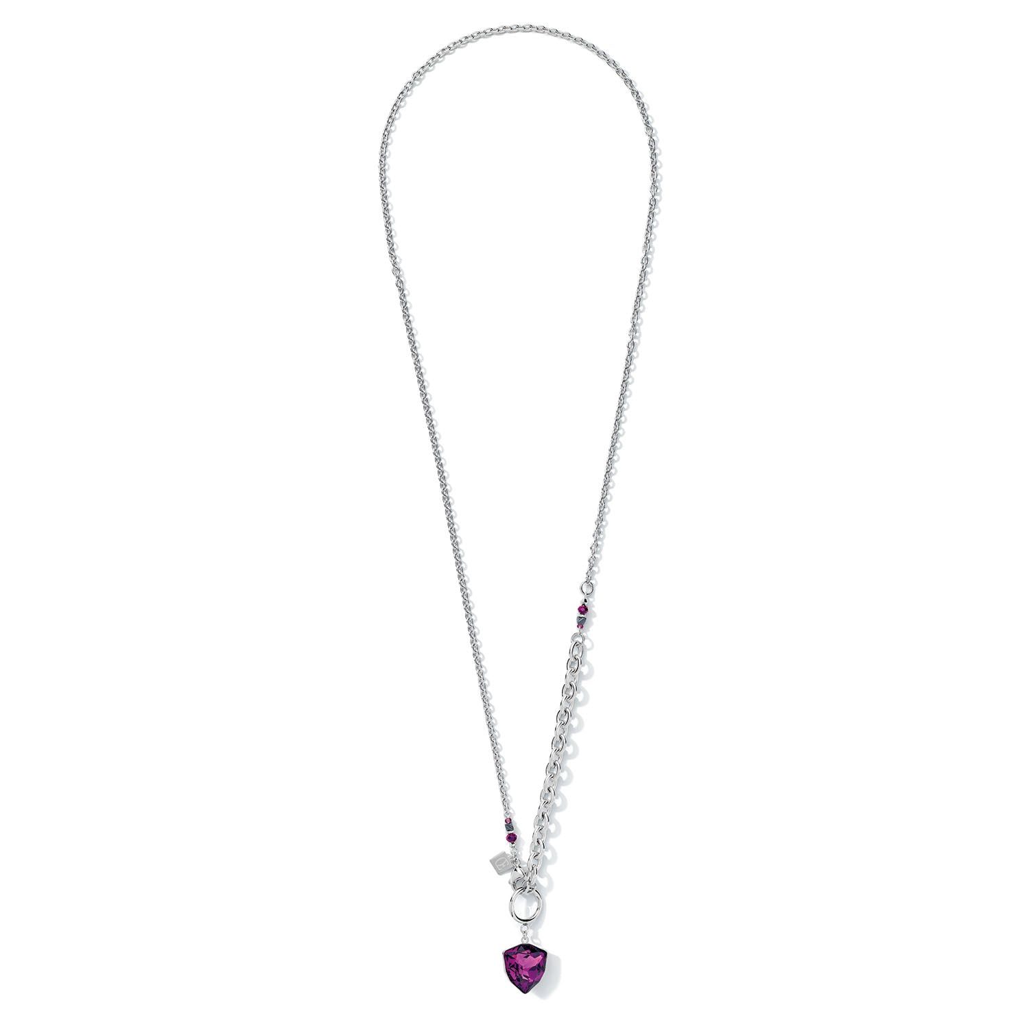 Purple European Crystal Pendant on Statement Chain Necklace 5054/10_0824