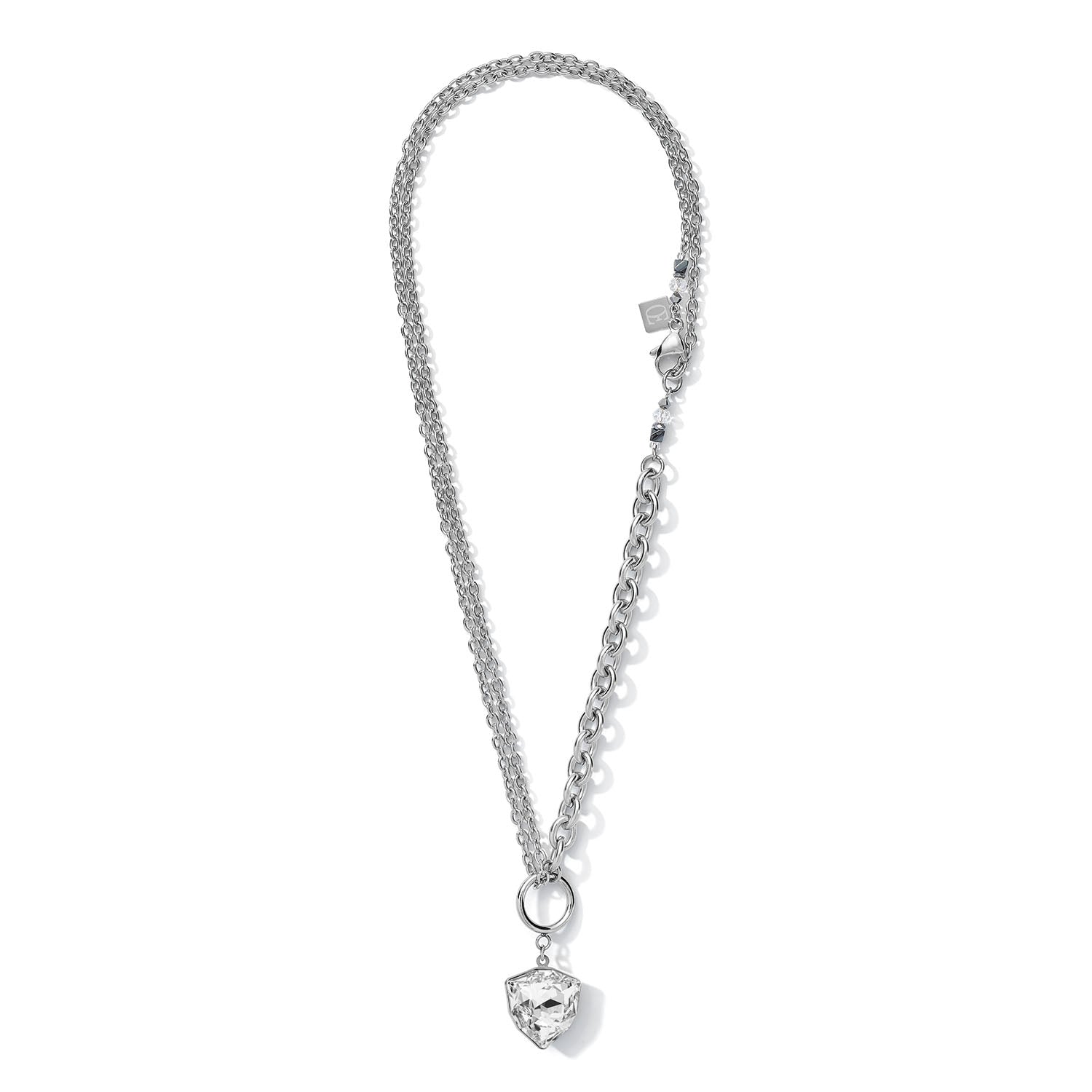 Clear European Crystal Pendant on Statement Chain Necklace 5054/10_1800