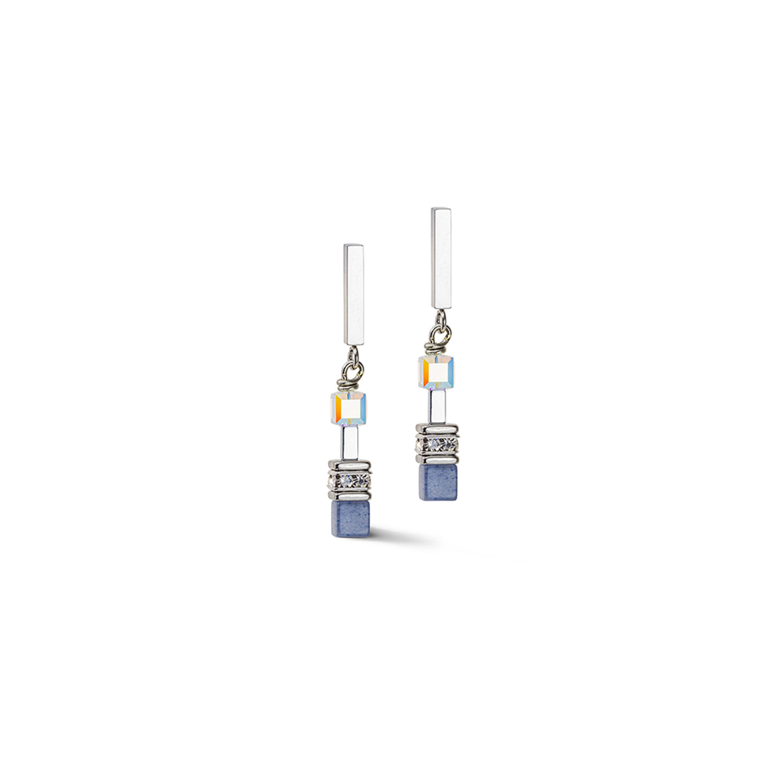 Precious Fusion Blue GeoCube Earrings 5085/21_0720