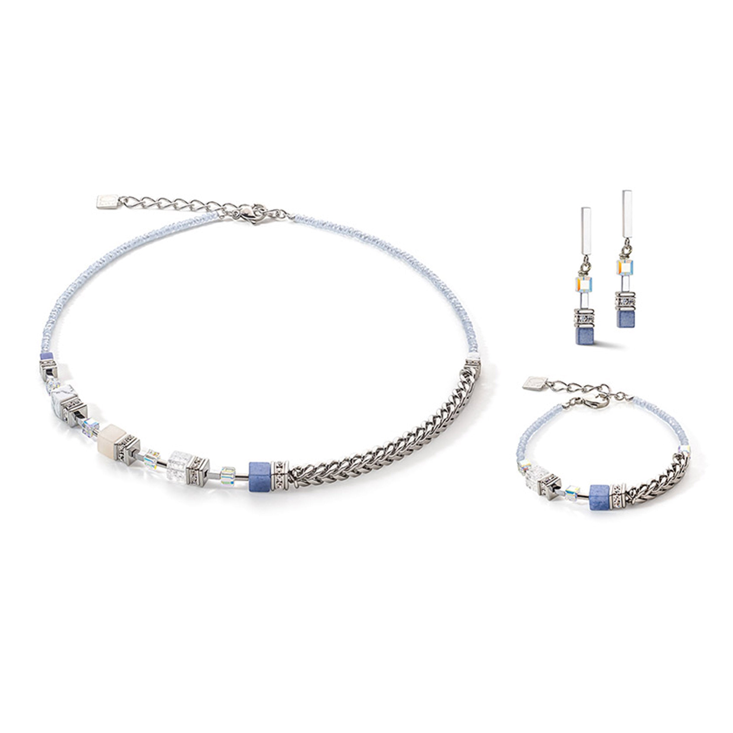 Precious Fusion Blue GeoCube Earrings 5085/21_0720