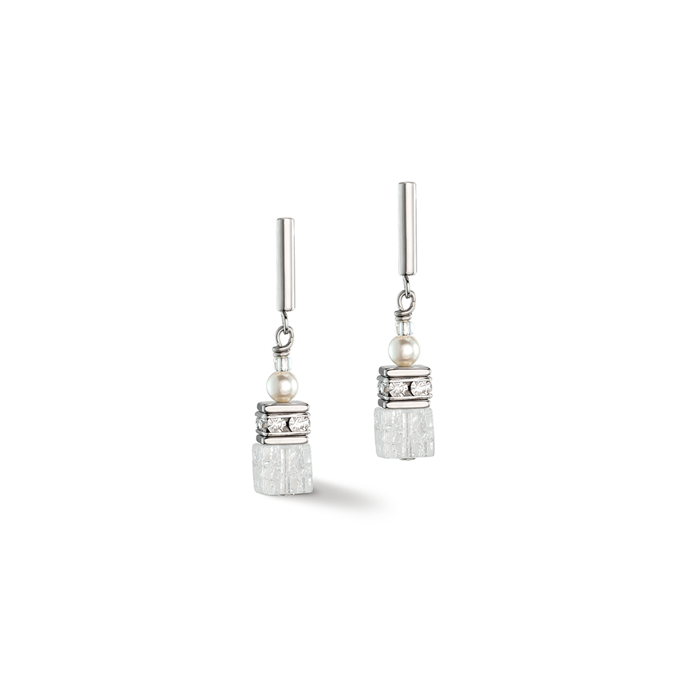 Fusion Crystal Pearls & White GeoCube Earrings 5086/21_1400