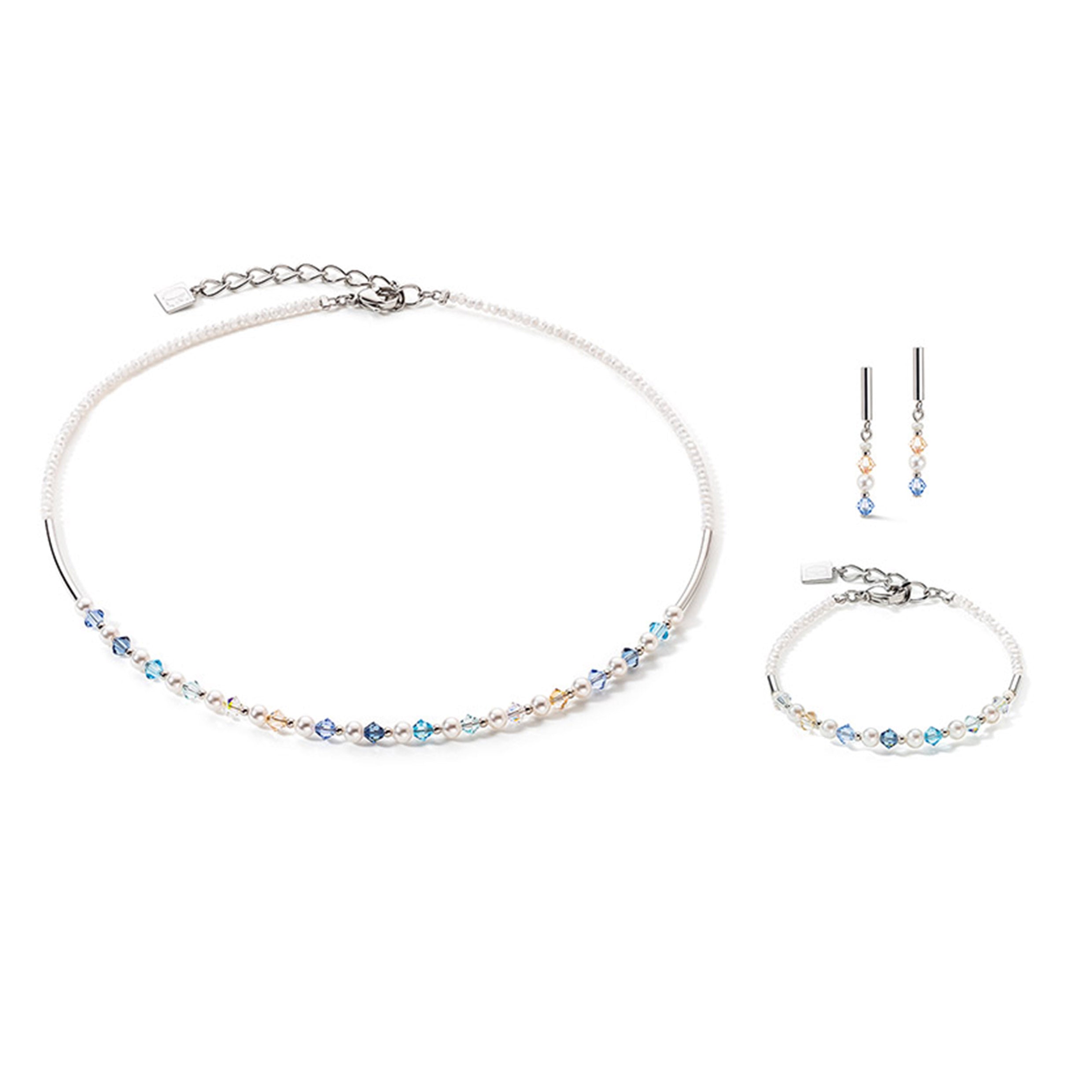 Blue European Crystals & Stainless Steel Bracelet 6022/30_0720