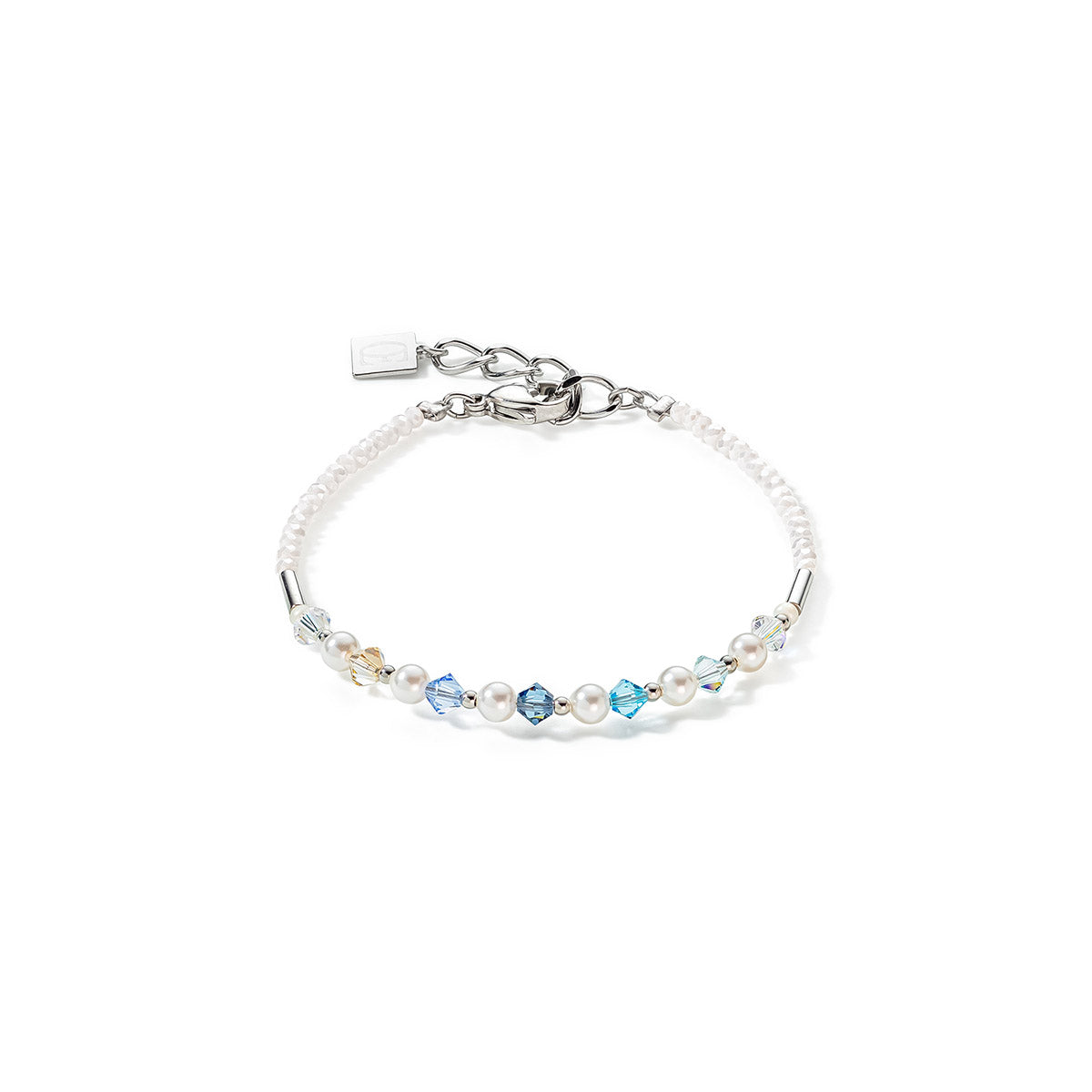 Blue European Crystals & Stainless Steel Bracelet 6022/30_0720